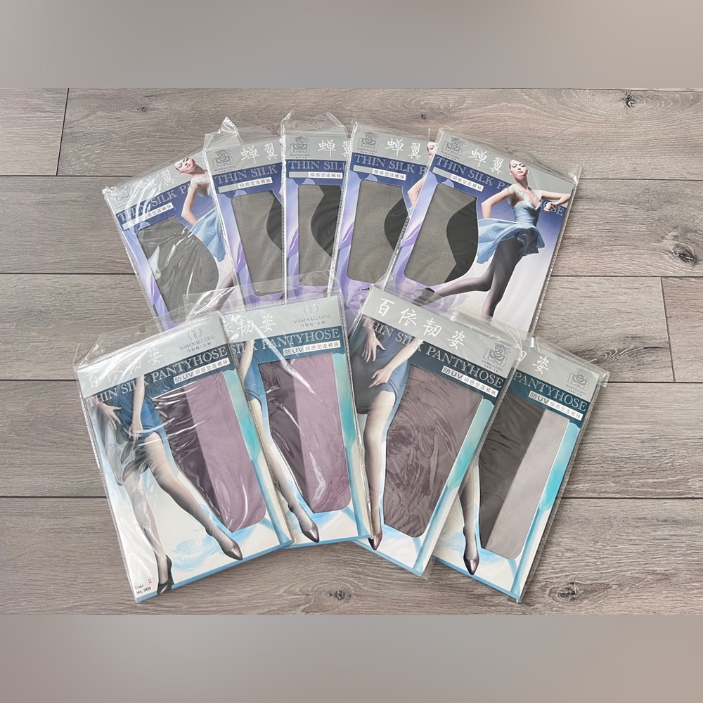 Lot of 9 Black and Colour Tights